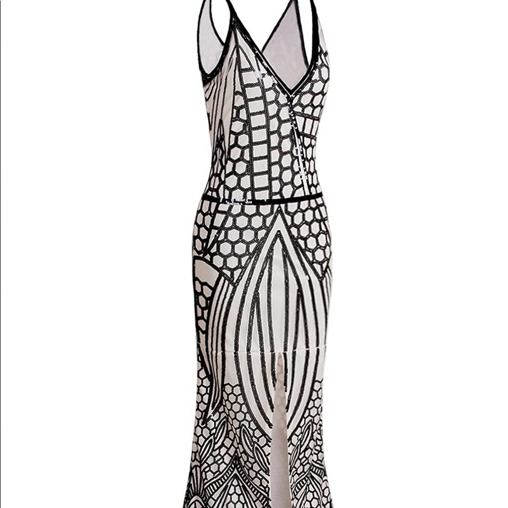 1920s inspired floor length sequin dress